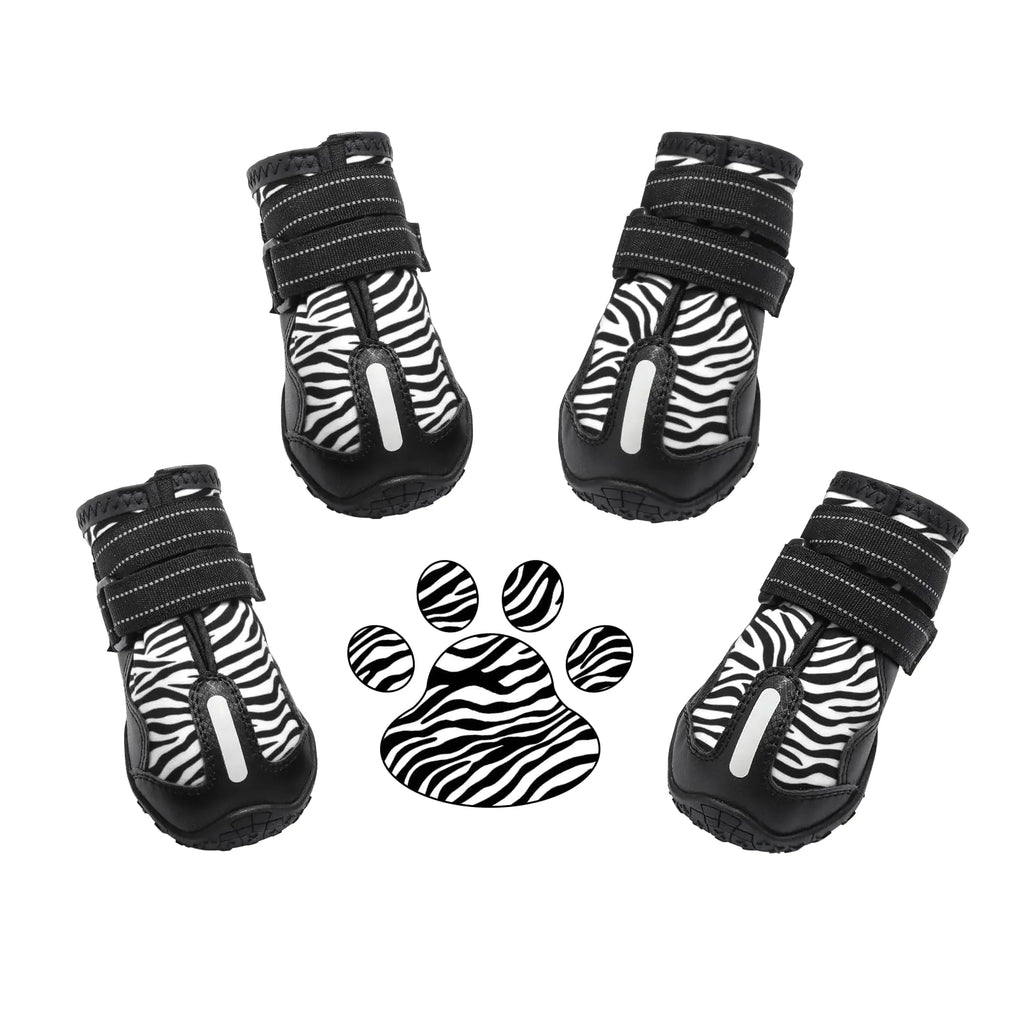 PAWOLOGY Dog Shoes Dog Booties for Winter Pet Rain Boots Waterproof Snow Boots Paw Protectors with Reflective Straps Anti-SlipDog Shoes for Medium Dog to Large Dogs 4PCS