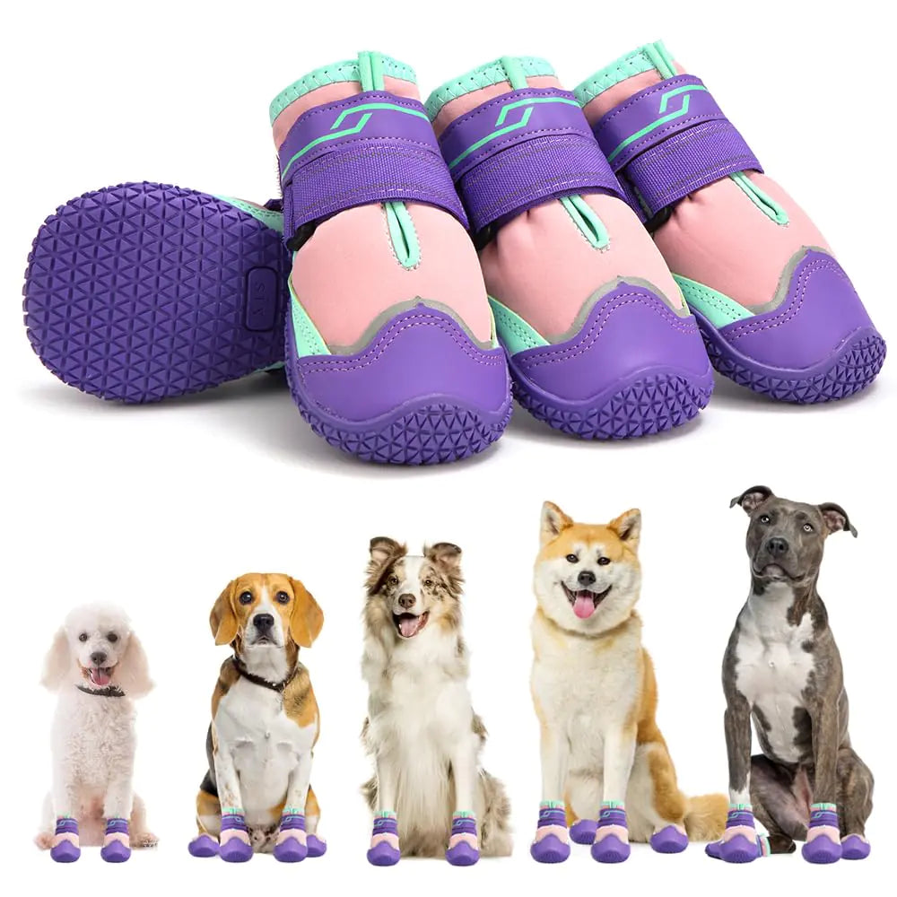 MUSIMC Dog Shoes for Large Dogs Anti-Slip Dog Boots & Paw Protectors for Hot Pavement Waterproof Small Medium Large Dog Booties for Rainy Day Summer Hiking Winter Snowy Day Dog Booties 4PCS
