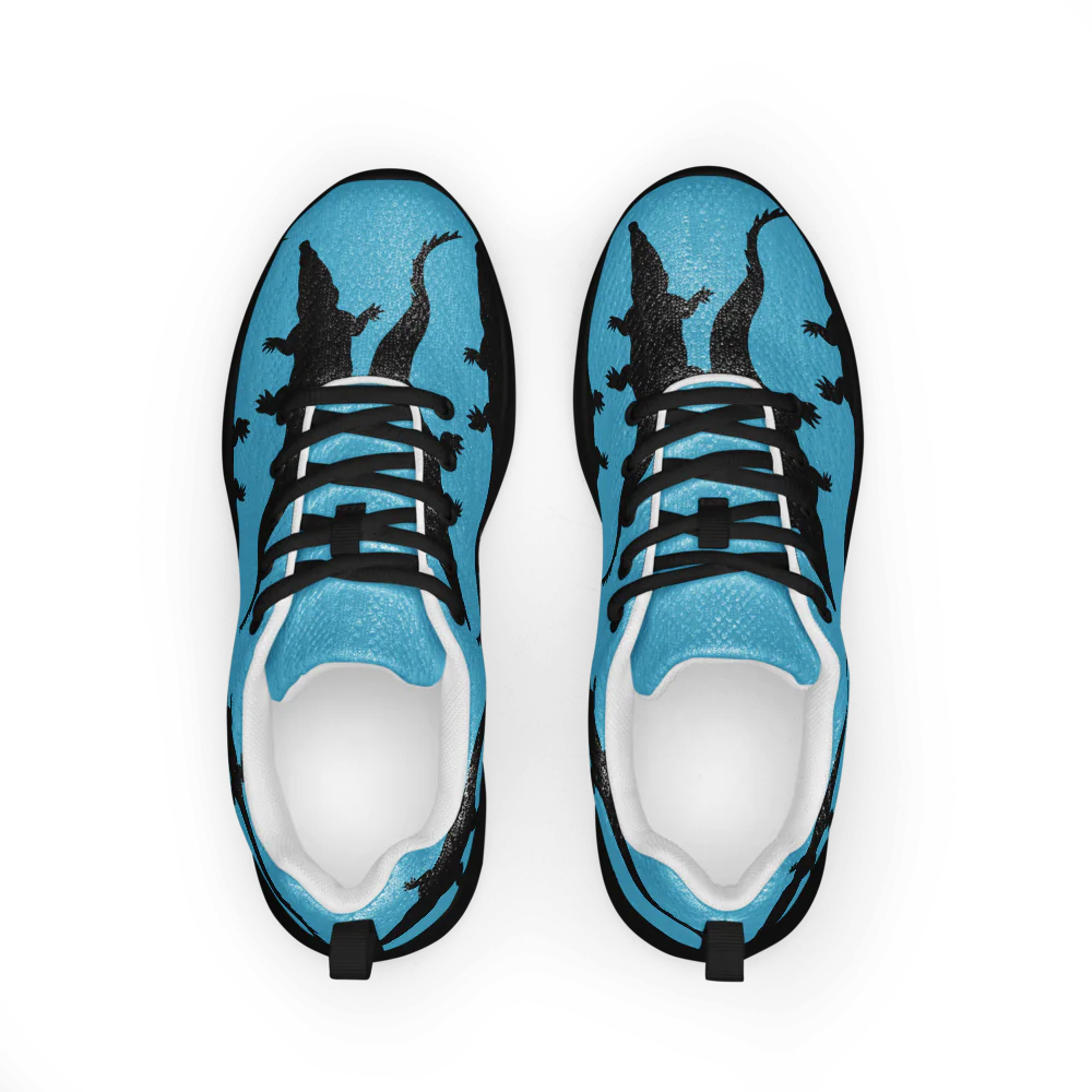 Trendline Supply men's Gator athletic shoes in blue with black alligator design and black laces