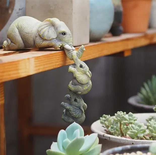 Set of 3 Elephant Figurines